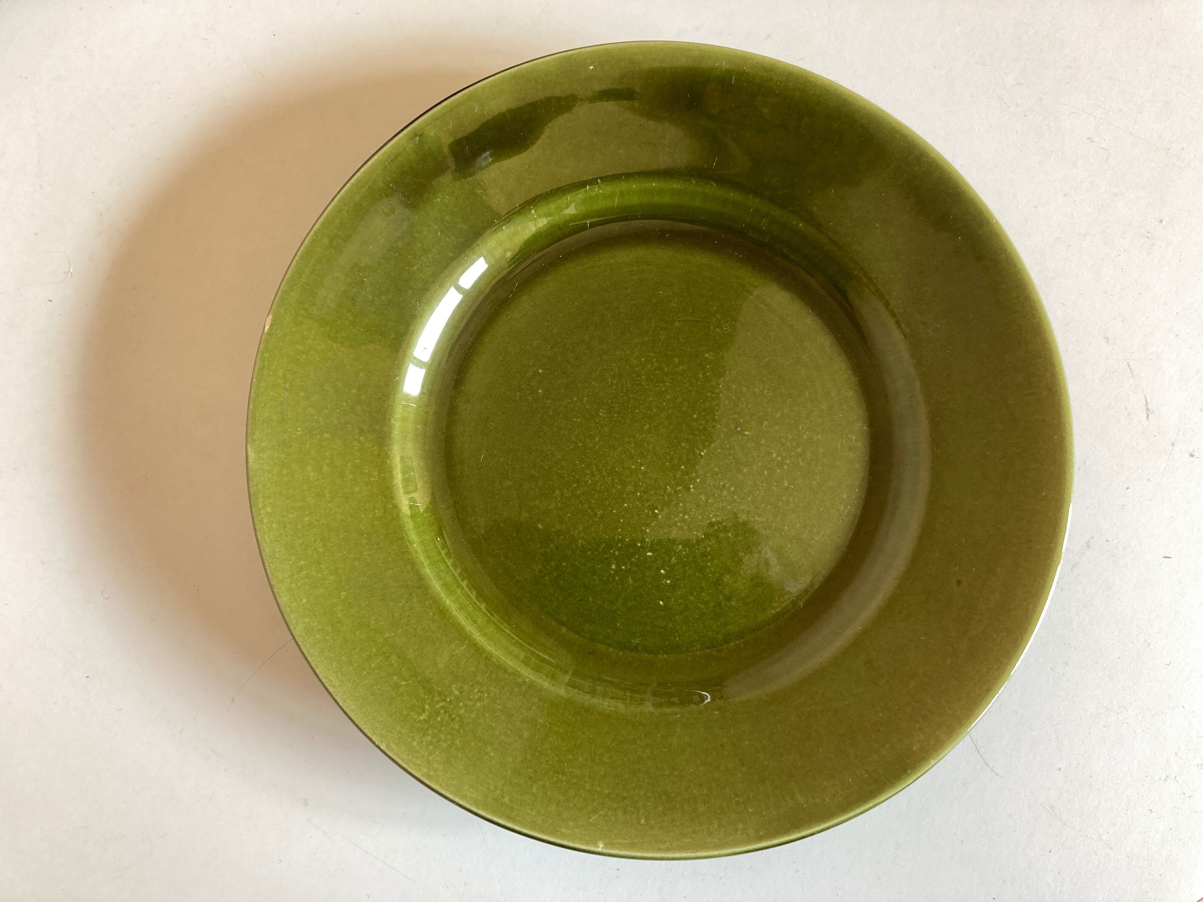 Set of 6 plates in green faience 1960