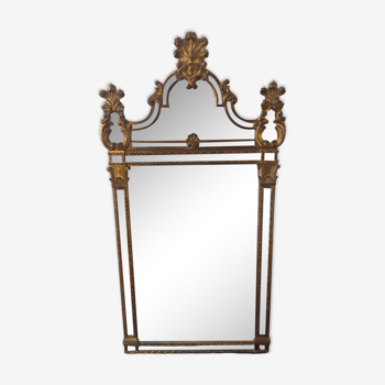 Golden mirror with Maison Deknudt ornaments from the 60s and 70s