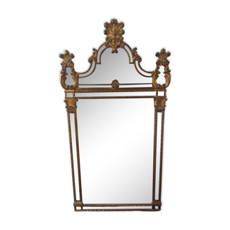 Miroir doré à ornements Maison Deknudt des années 60-70