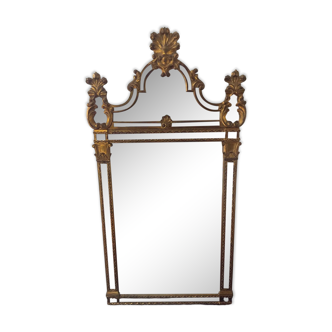 Golden mirror with Maison Deknudt ornaments from the 60s and 70s