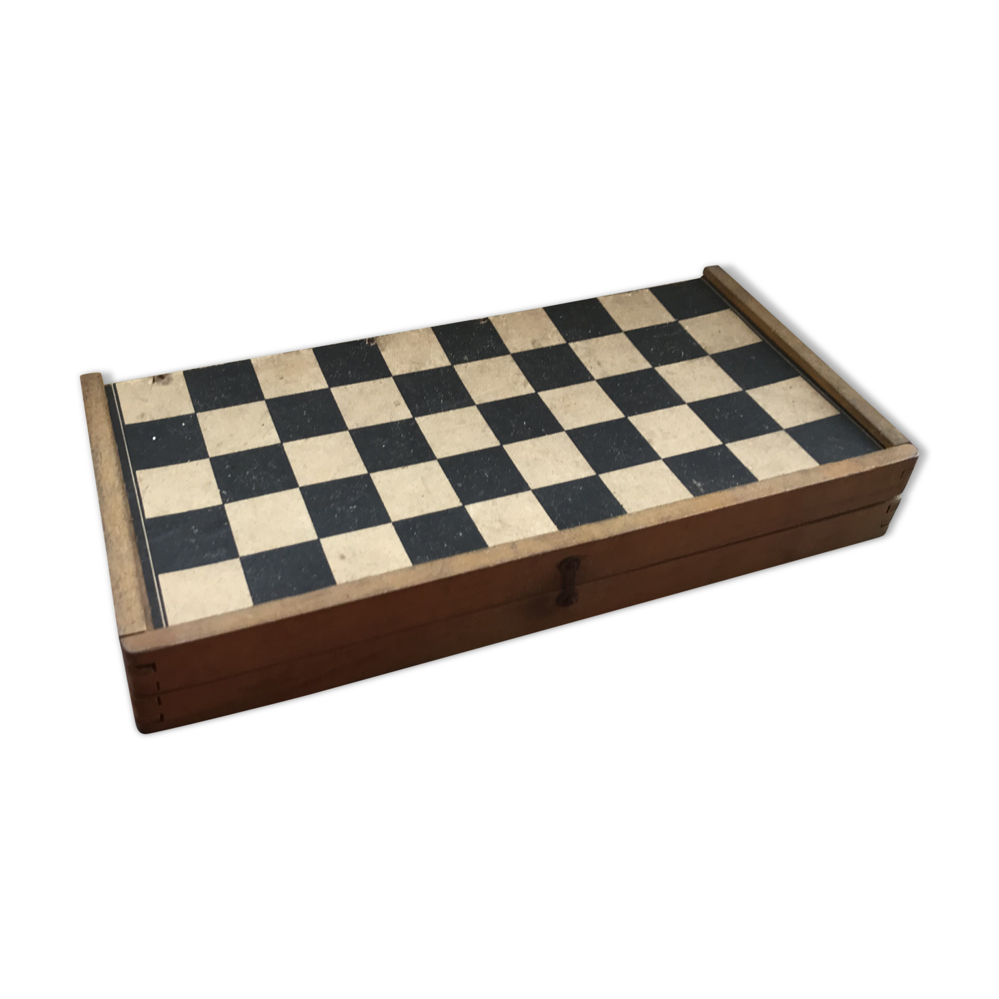 Old ladies game box - backgammon vintage wood fold box
