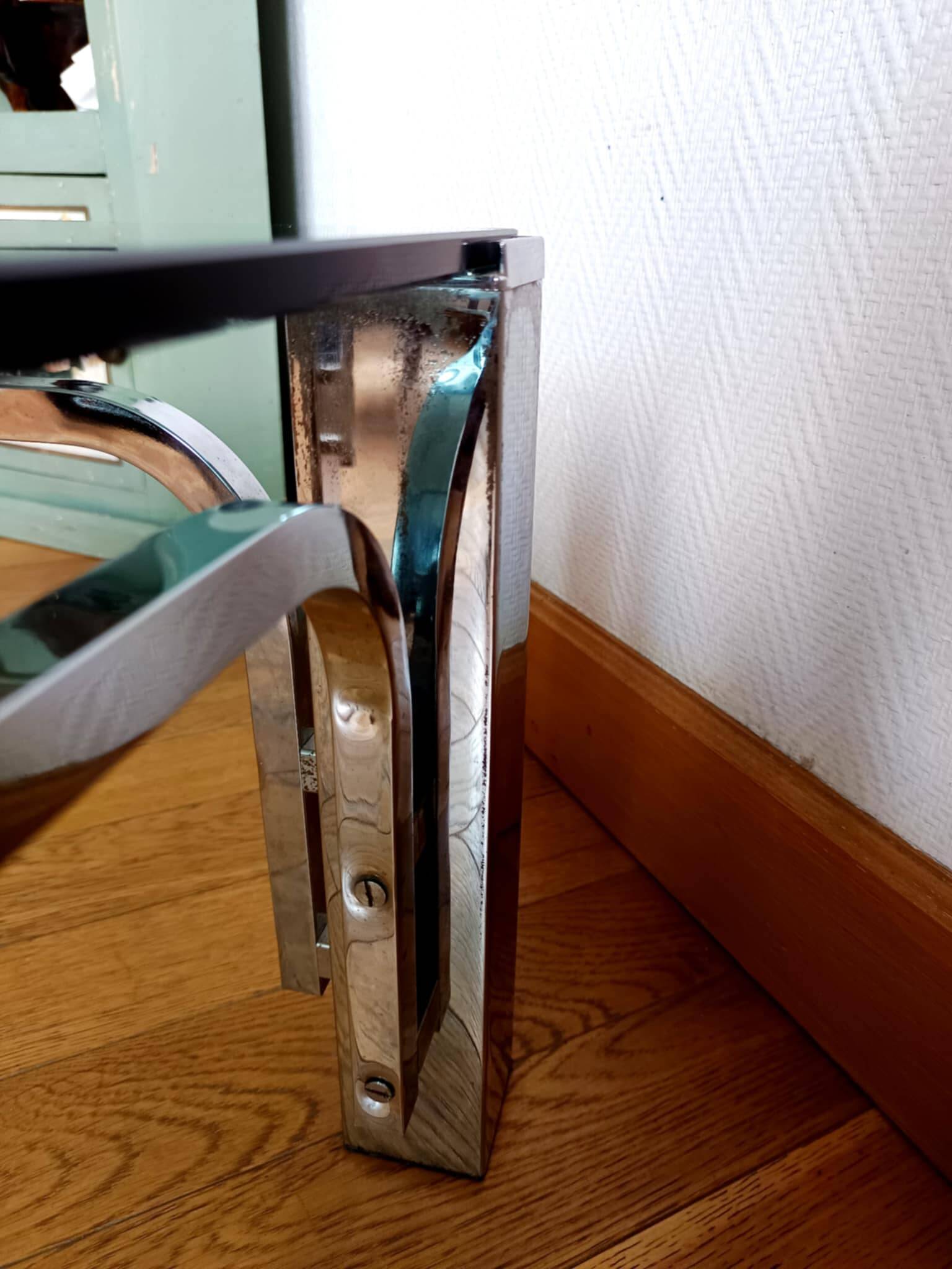 1970s chrome metal designer coffee table