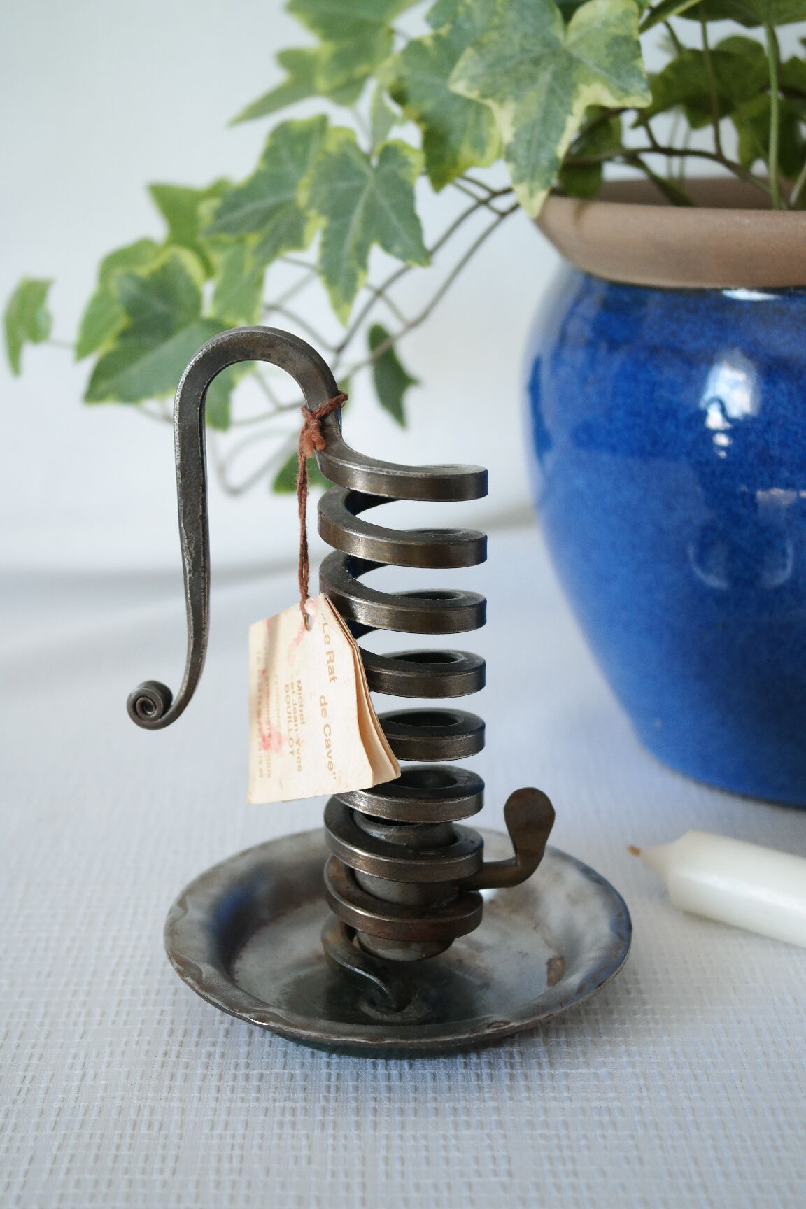 Candlestick cellar rat spiral iron artisanal Bouillot vintage