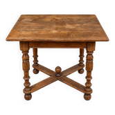 Louis XIII side table, solid oak, turned legs, 17th century.
