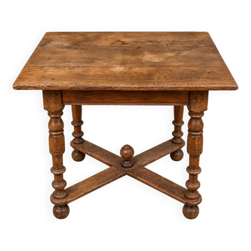 Louis XIII side table, solid oak, turned legs, 17th century.