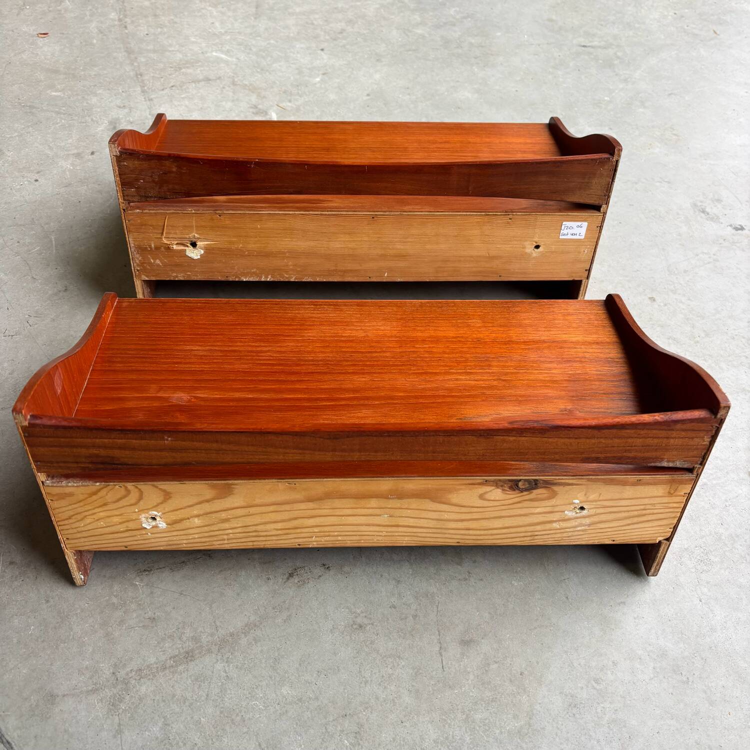 Vintage Danish floating nightstands teak
