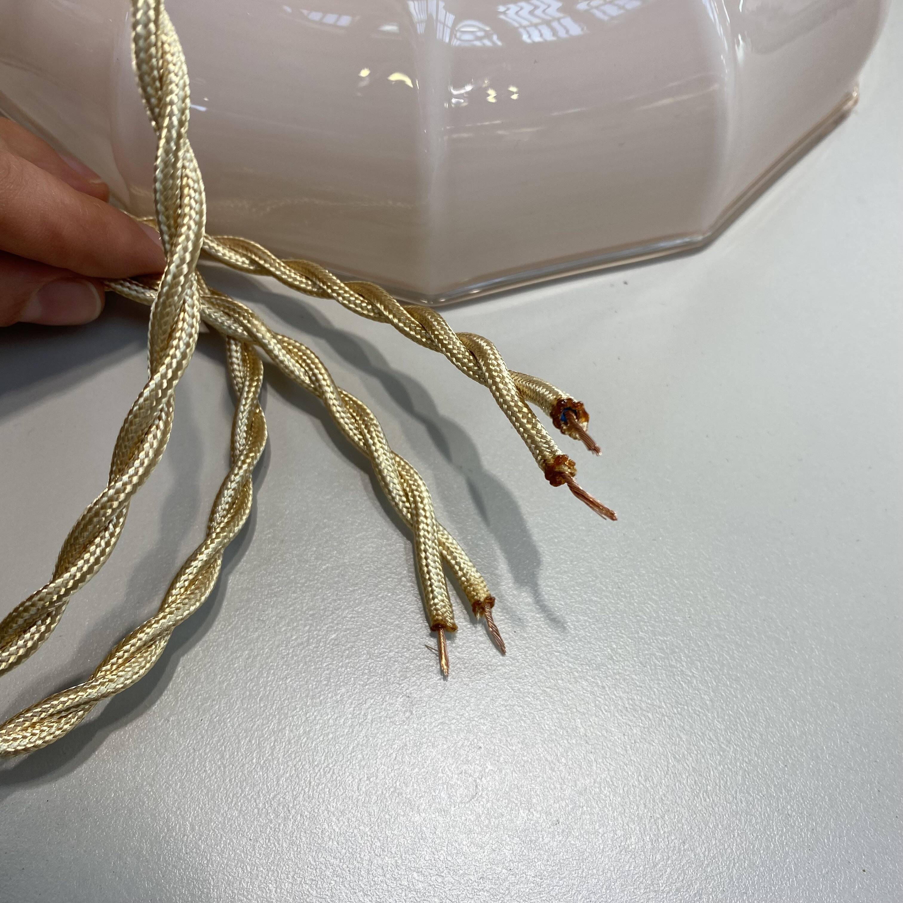 Pair of pale pink opaline pendant lights