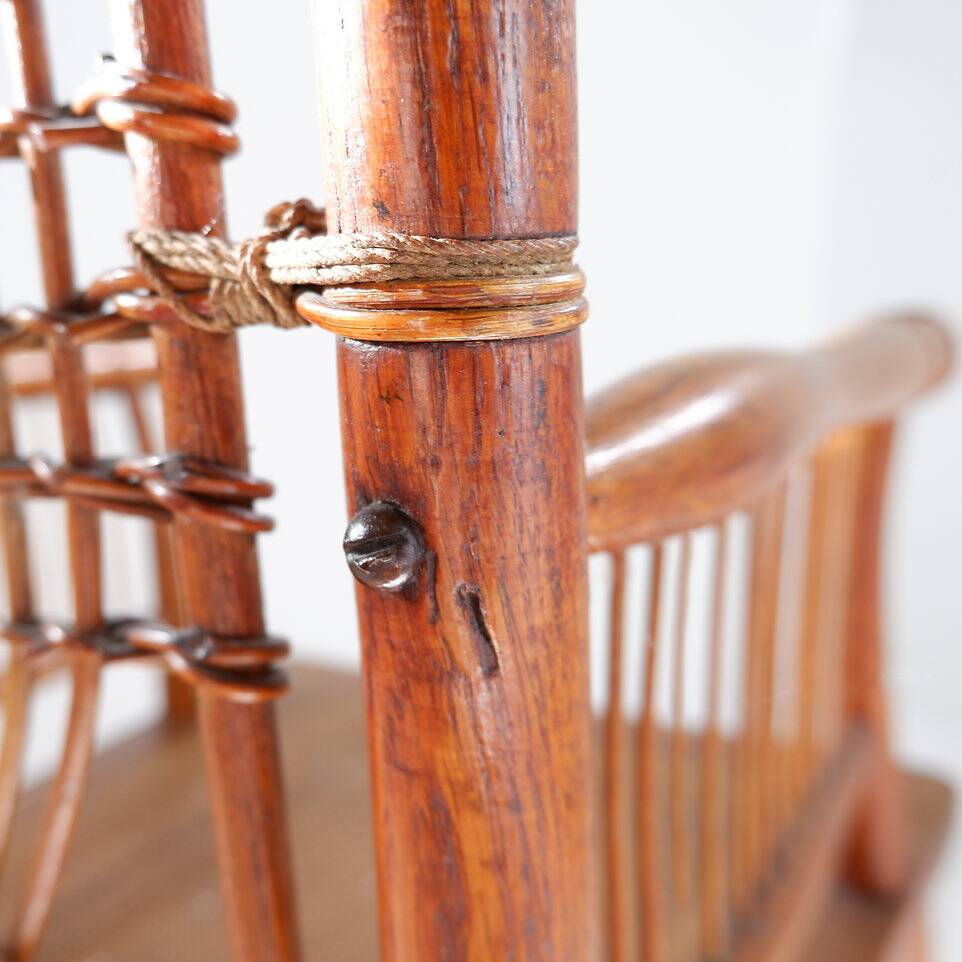 "Winter Garden" High back Wood and wicker chair