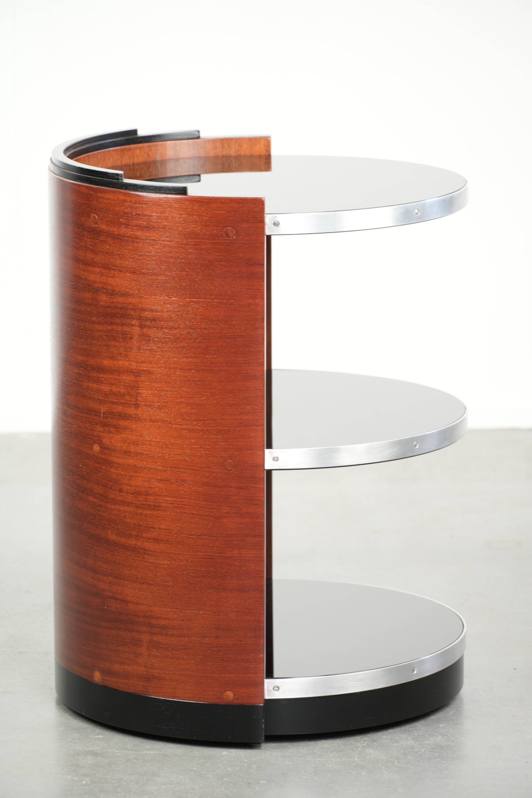 Mobile side table / bar table with black glass tops