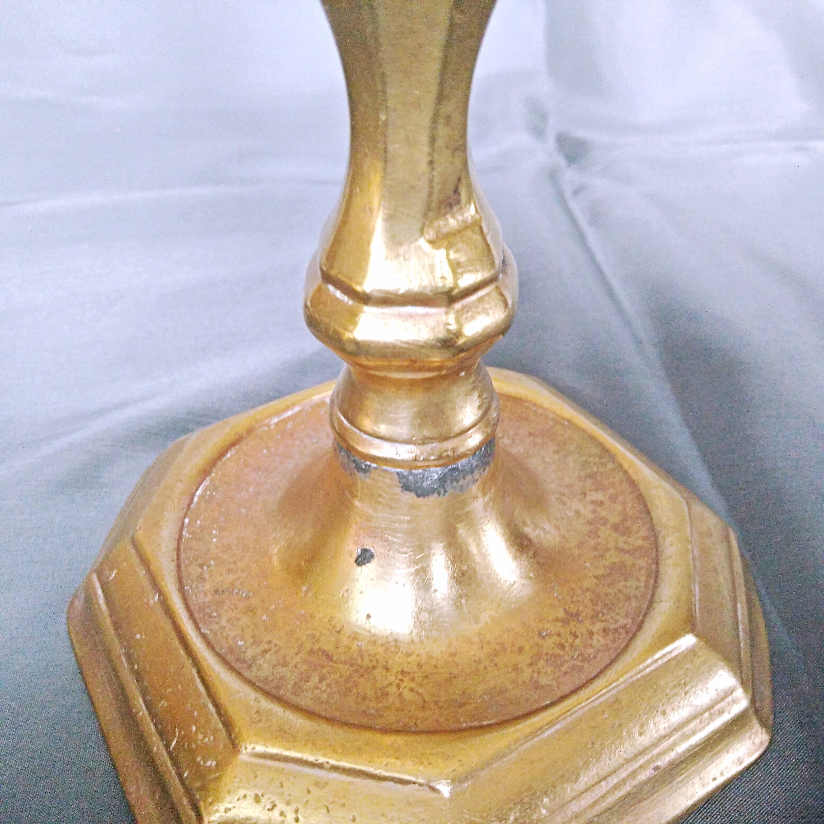 Gilt bronze candlestick with pierced bin 17th century