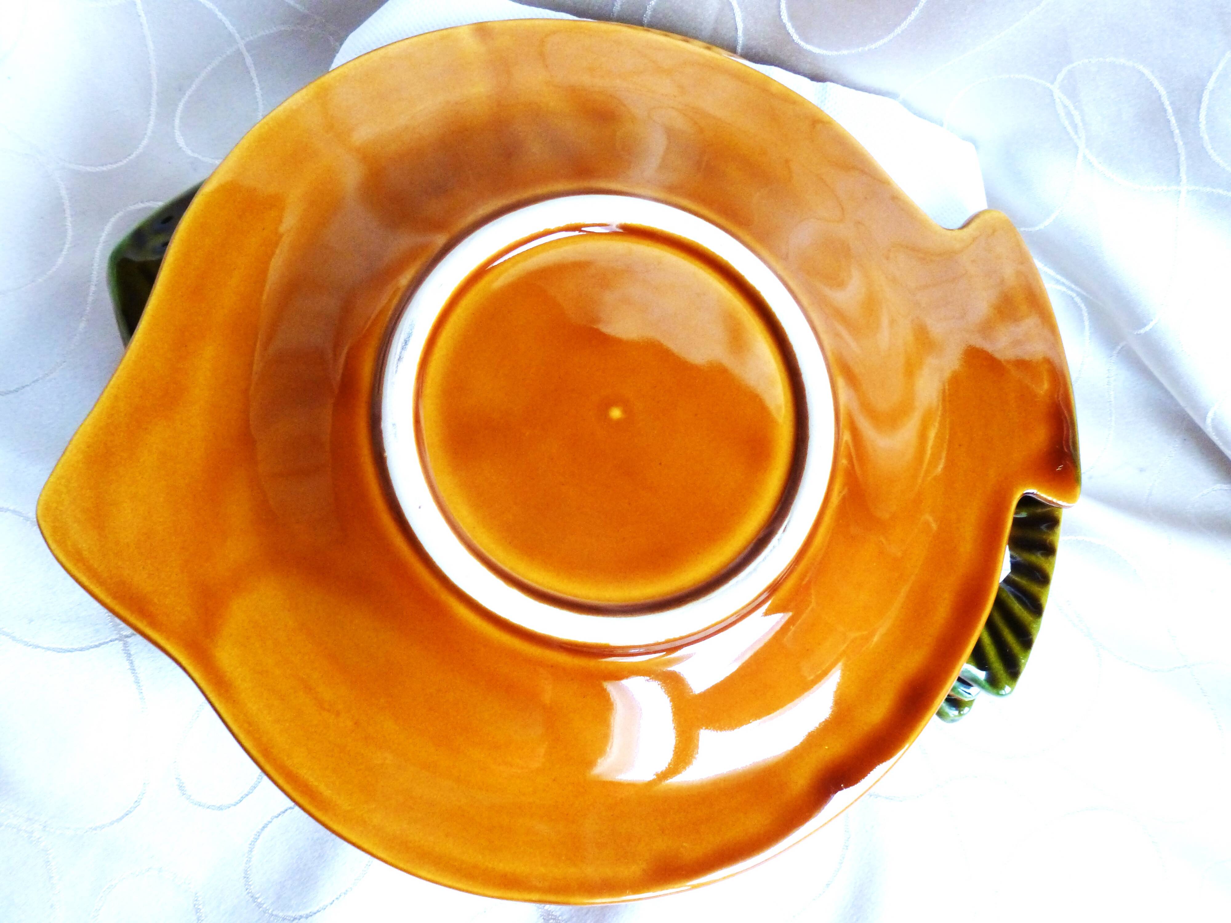 4 vintage Sarreguemines fish barbotine plates, vintage plates.