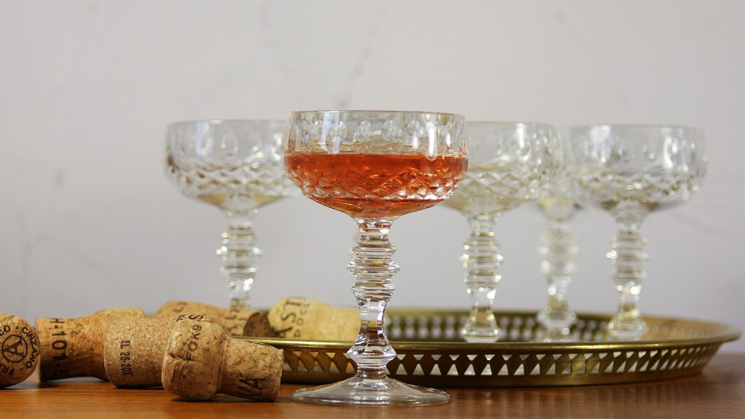 Coupes à champagne en cristal, set de 6