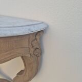 Louis XV curved console in solid oak, 18th century, decorated