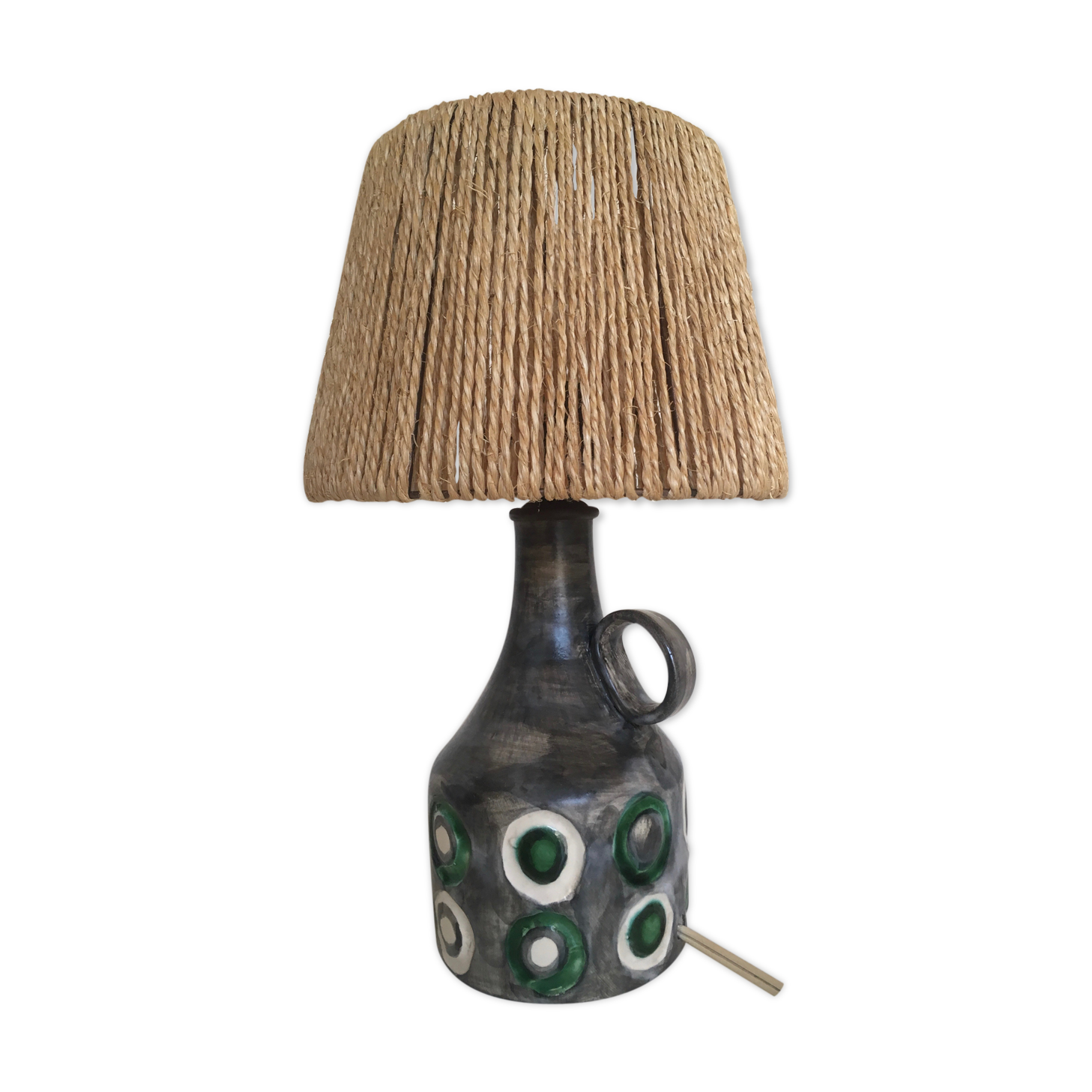 Ceramic lamp 1960 rope lampshade