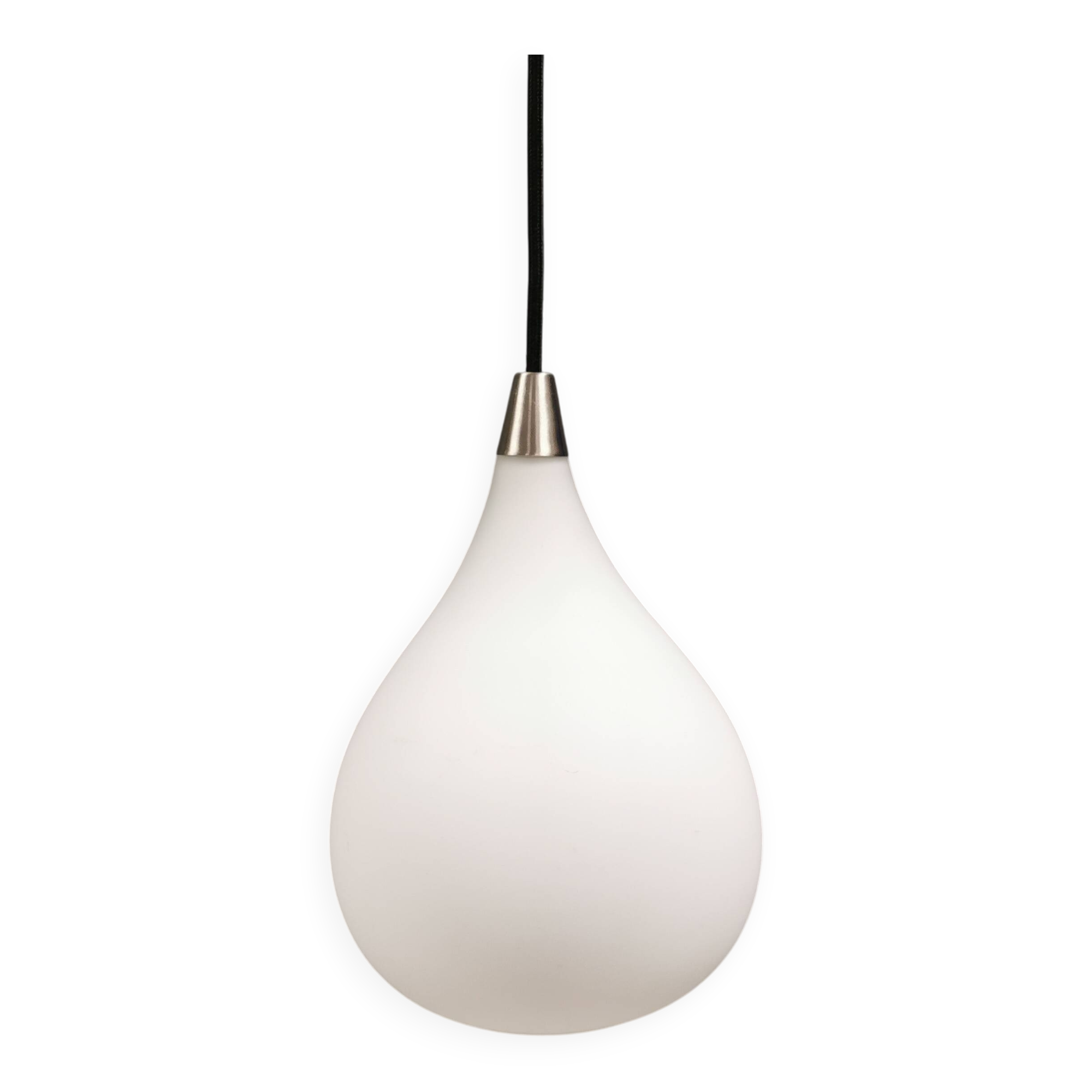 Drop-shaped hanging lamp in white opal glass, by danish El-Light, 1990s