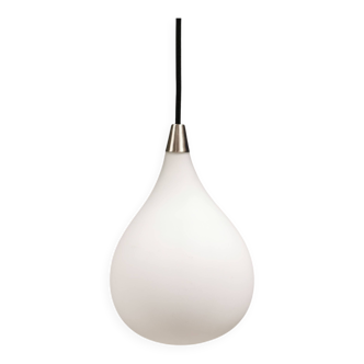 Drop-shaped hanging lamp in white opal glass, by danish El-Light, 1990s