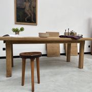 Large farm table from the 60s, in solid oak, with extensions