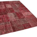Tapis mixé turc vintage noué à la main 170 cm x 241 cm tapis patchwork rouge