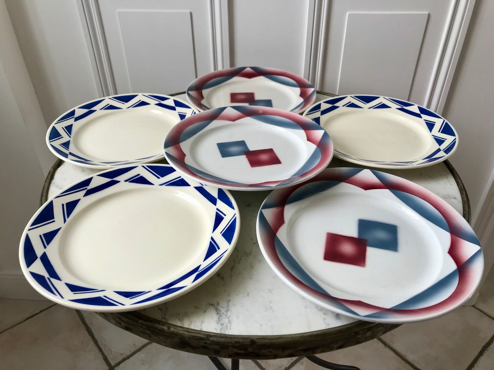 Set of 6 flat plates badonviller courville and sumatra 30s