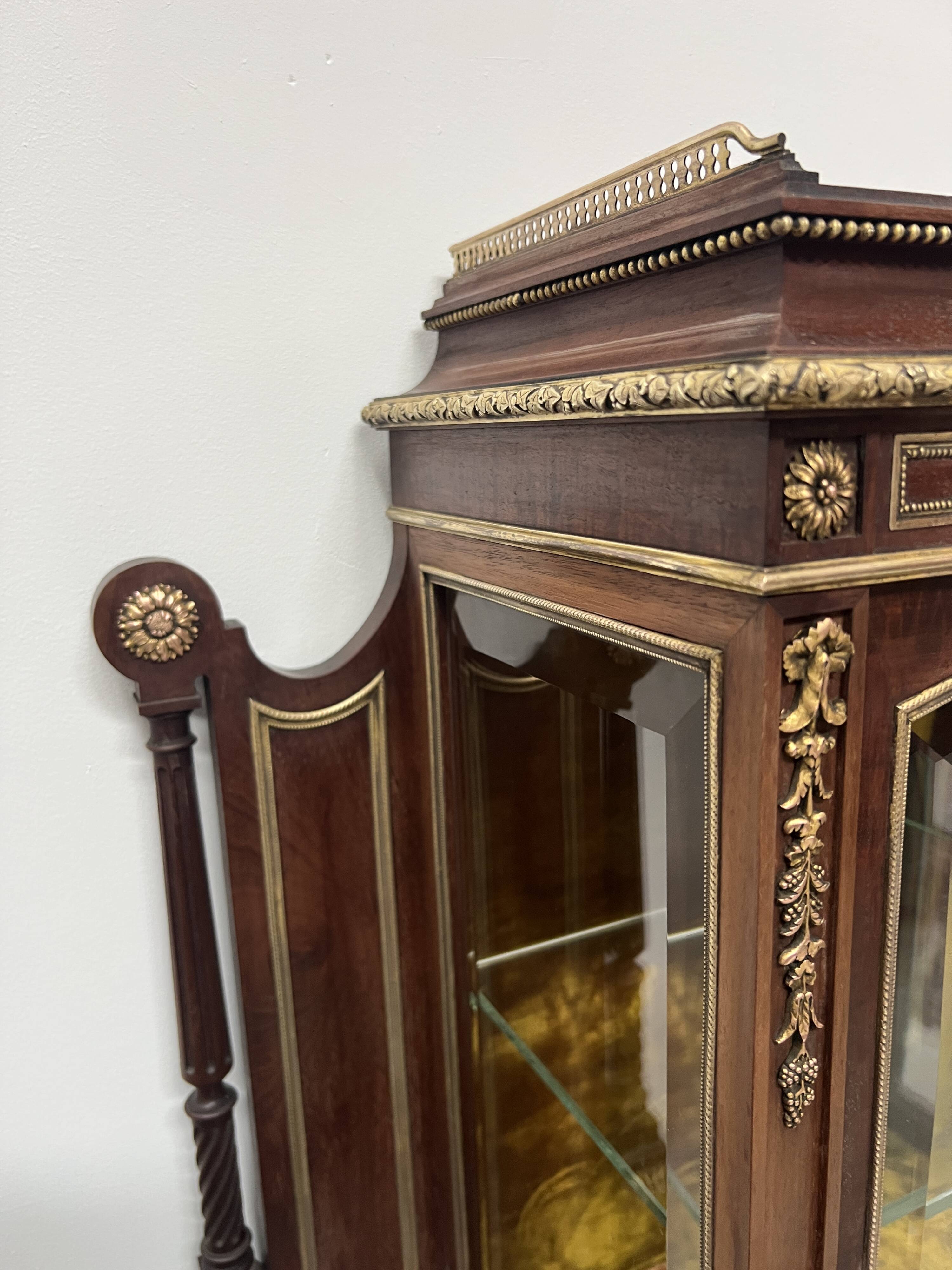 Napoleon III Mahogany and Chiseled Bronze Display Cabinet, 19th Century