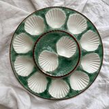 Round oyster or shell dish, vintage earthenware slip
