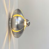 Pair of vintage wall lights, brushed aluminium, France, 1970.