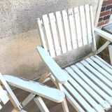 Pair of vintage wooden garden armchairs by r.gleizes