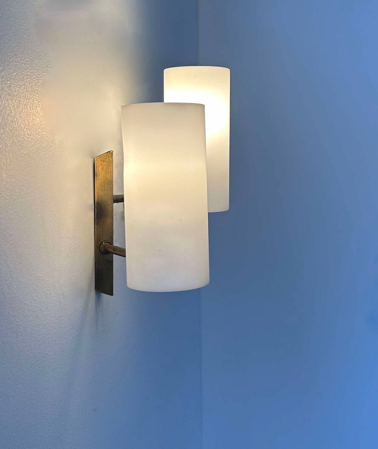 Vintage double wall light, brass and Perspex, Italy 1970