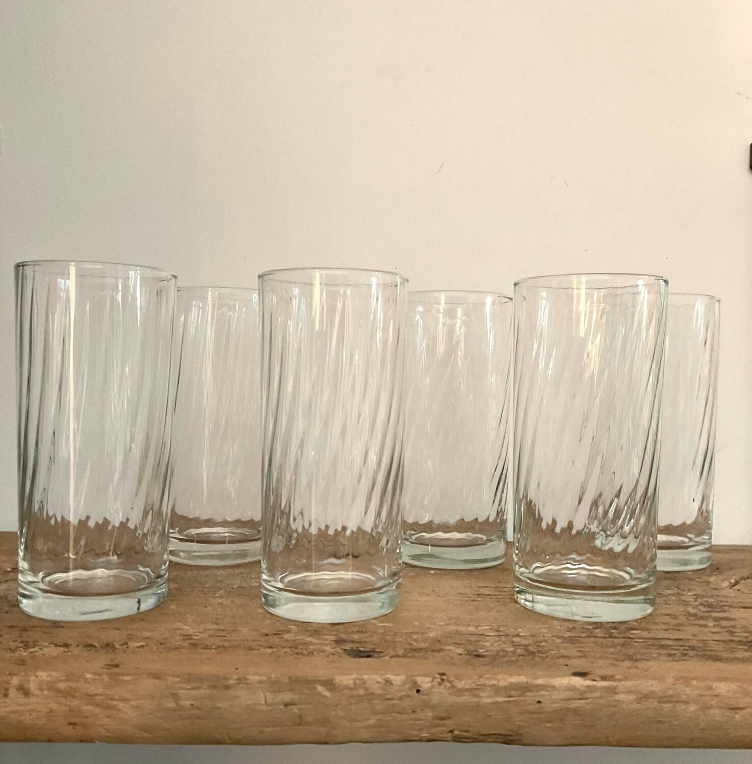 6 vintage twisted glasses
