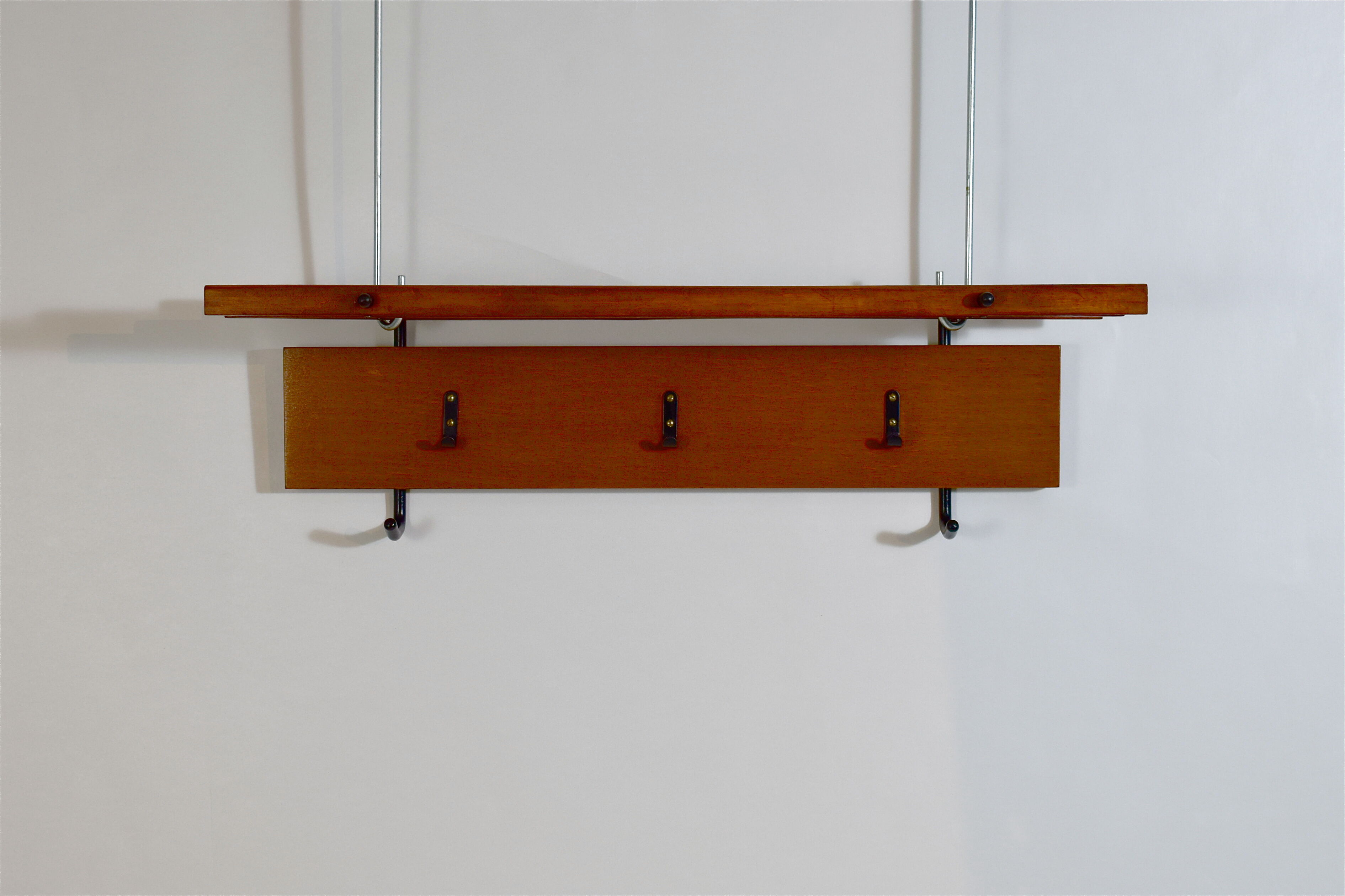 Scandinavian wall coat rack teak 1960