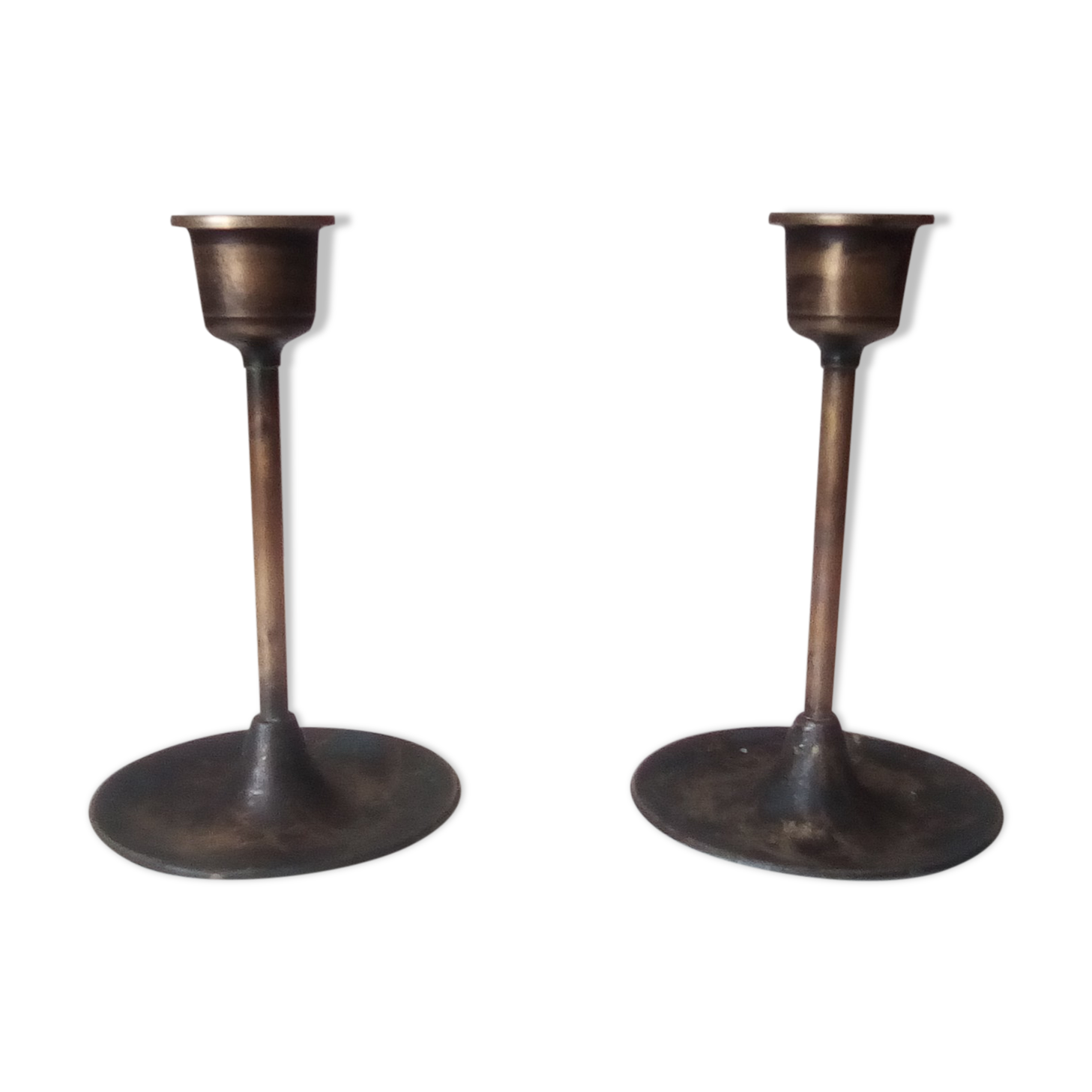Pair of vintage Scandinavian brass candlesticks