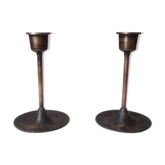 Pair of vintage Scandinavian brass candlesticks