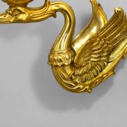 Pair of Gilded Bronze Wall Lights in Empire Style with Two Lights by Lucien Gau