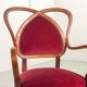 Chaises d'appoint vintage en bois et velours rouge en forme de cœur. Lot de 2. Années 1950.