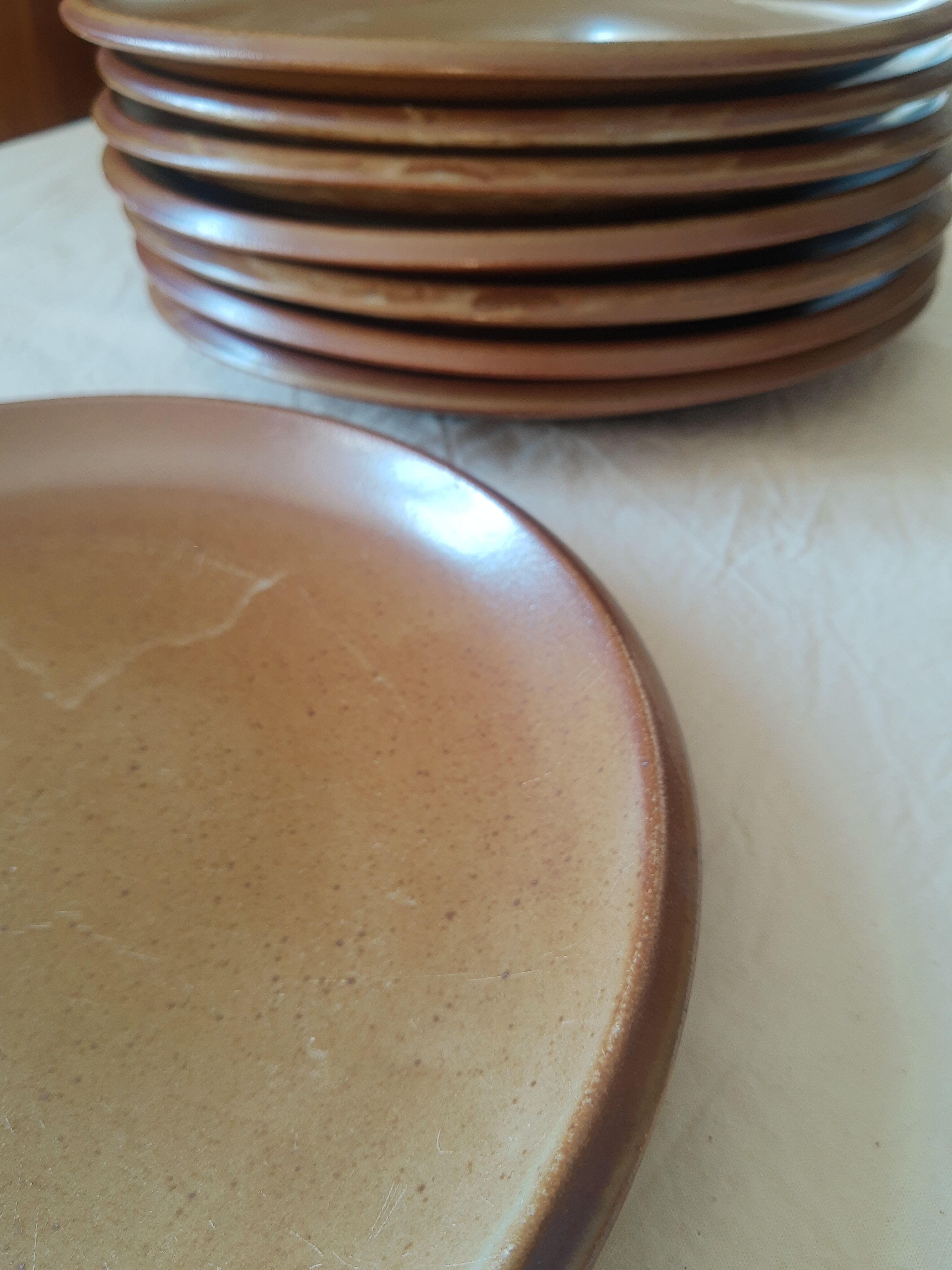 Set of 8 vintage brenne stoneware flat plates