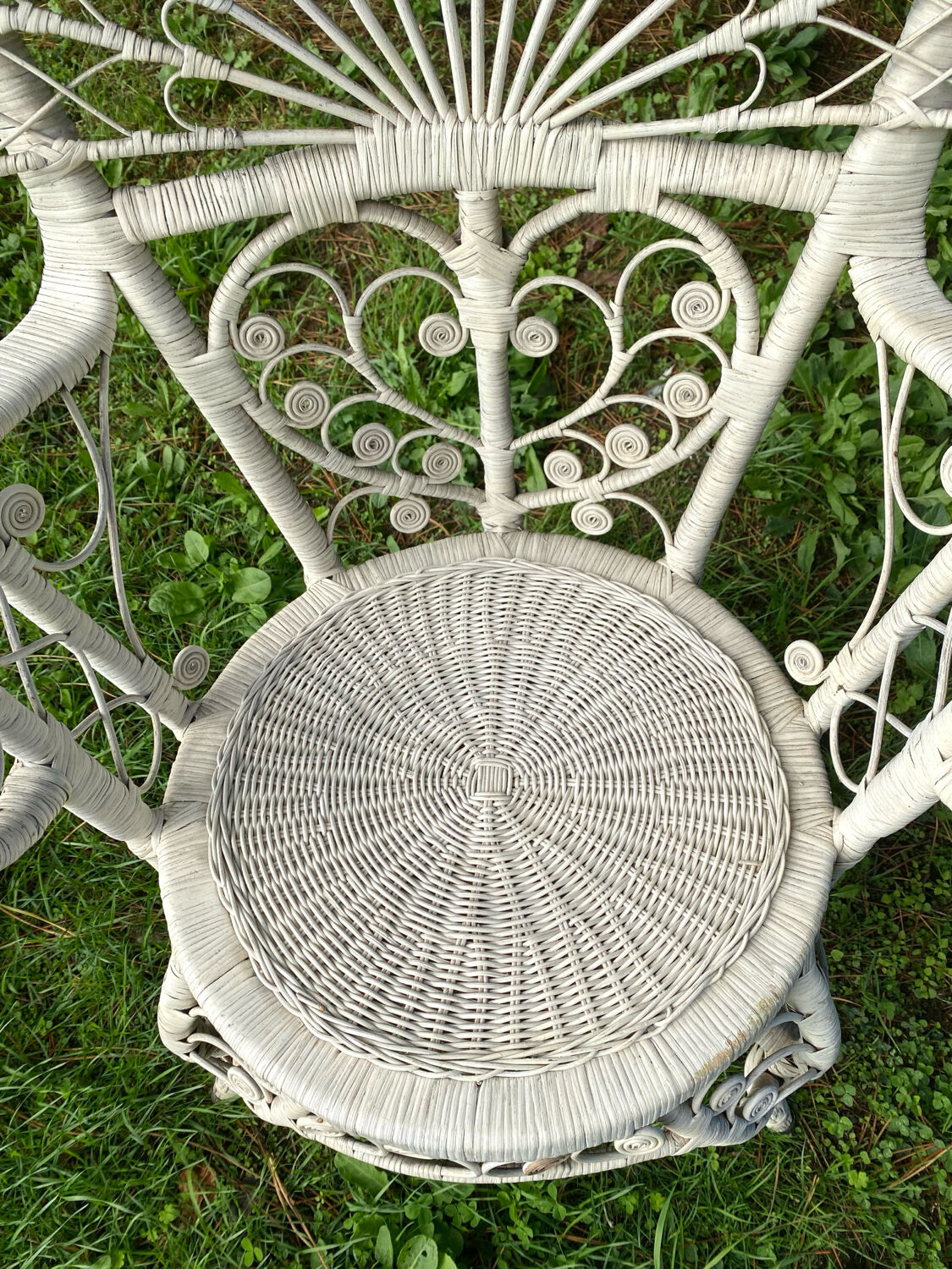 1960s peacock rattan armchair
