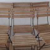 Chairs of wrought iron and wood white