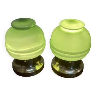 Paire de lampes verre Design scandinave 1950.