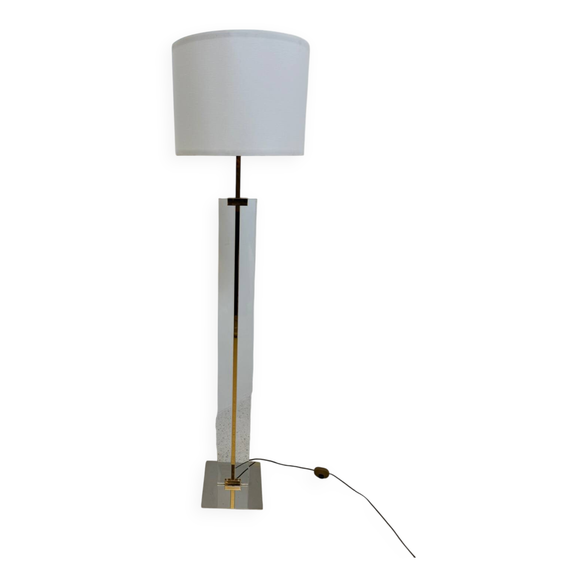 Lampadaire en plexiglas et métal doré, 1970