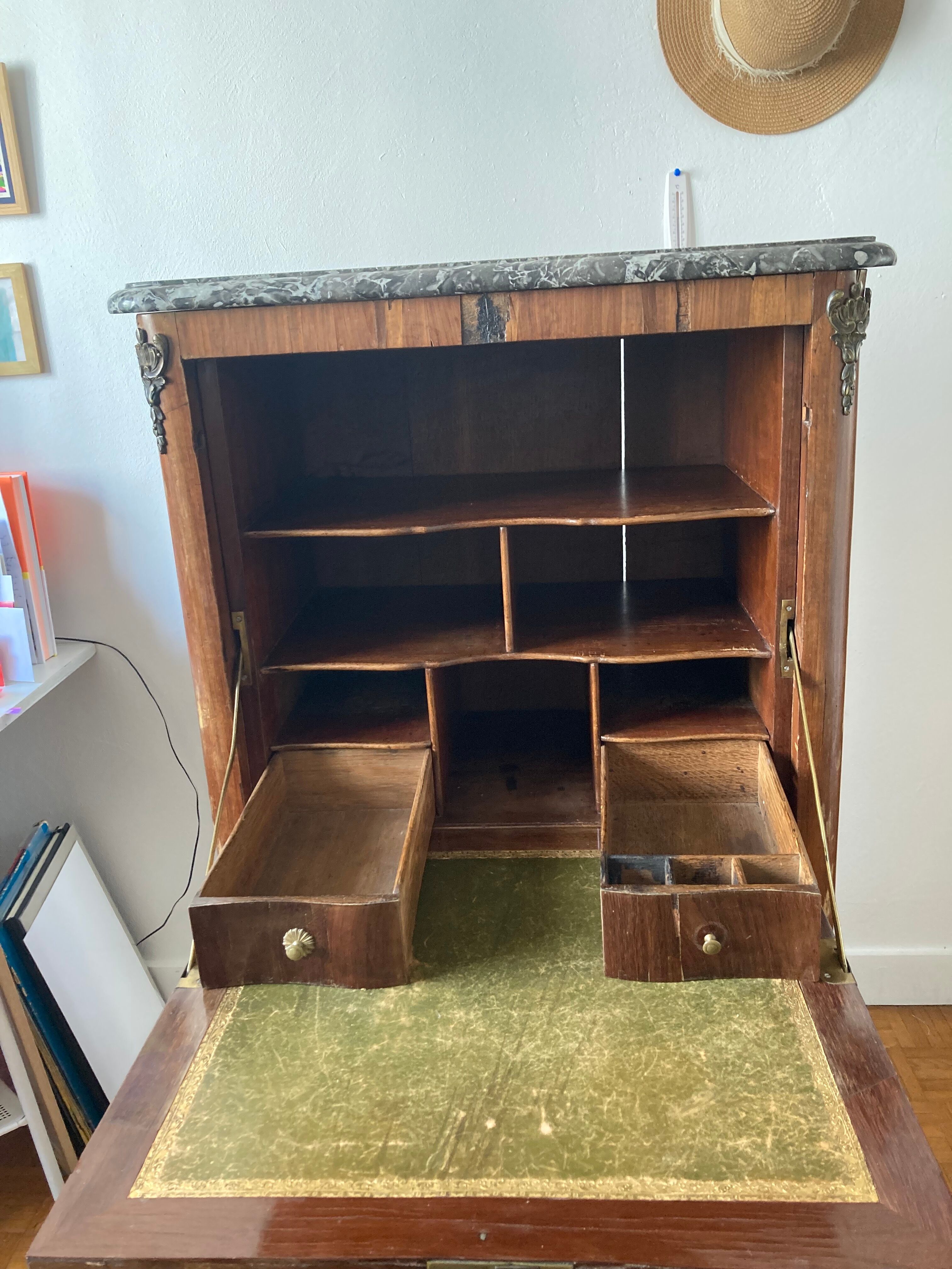 Secretary with grey marble top