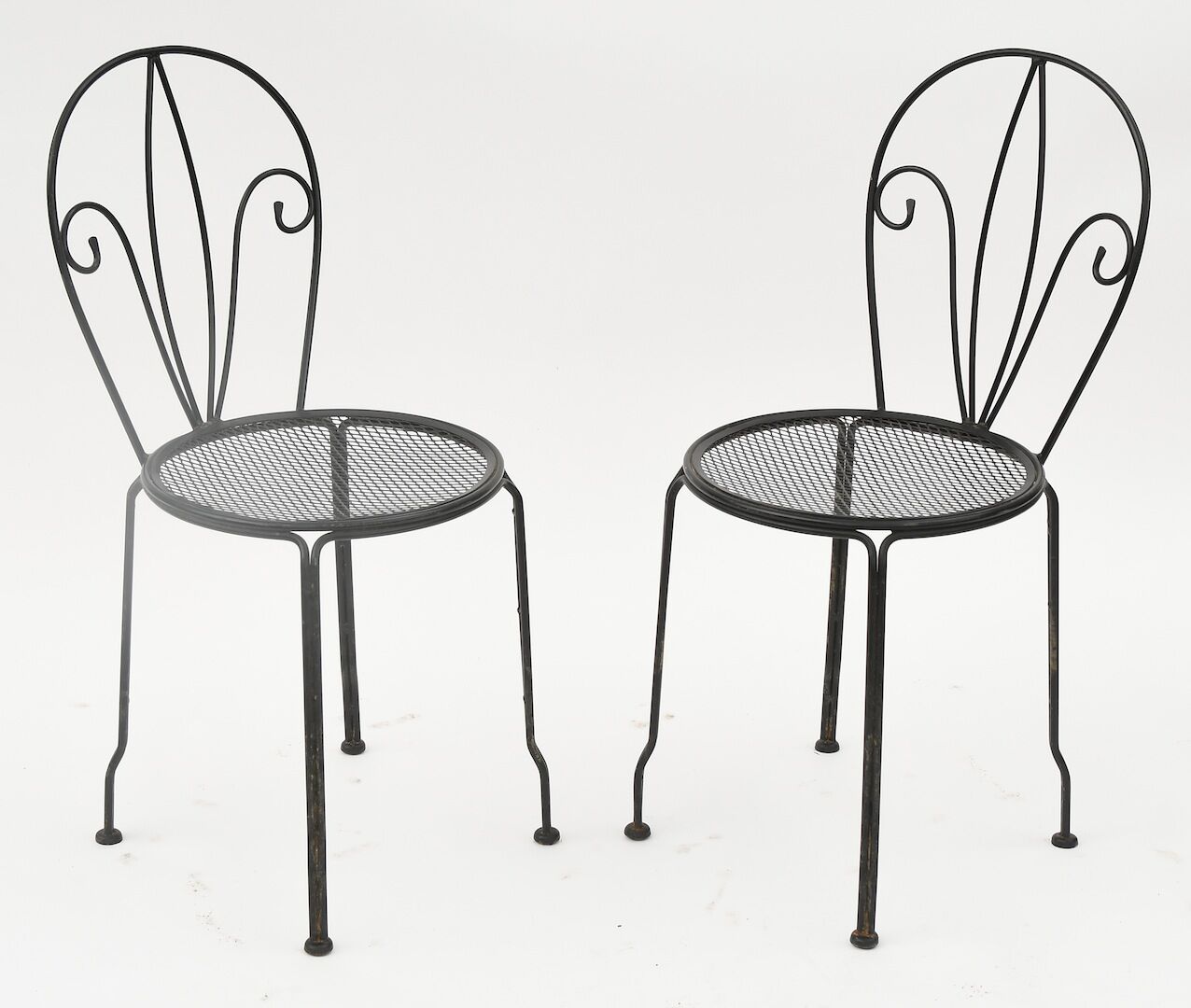 Série de 4 chaises de jardin en métal laqué noir