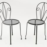 Série de 4 chaises de jardin en métal laqué noir