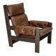 1970s, Scandinavian armchair, furniture leather, canvas, oak wood.