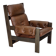 1970s, Scandinavian armchair, furniture leather, canvas, oak wood.