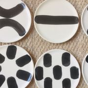 Set of 8 hand-painted dessert plates made by French Vallauris