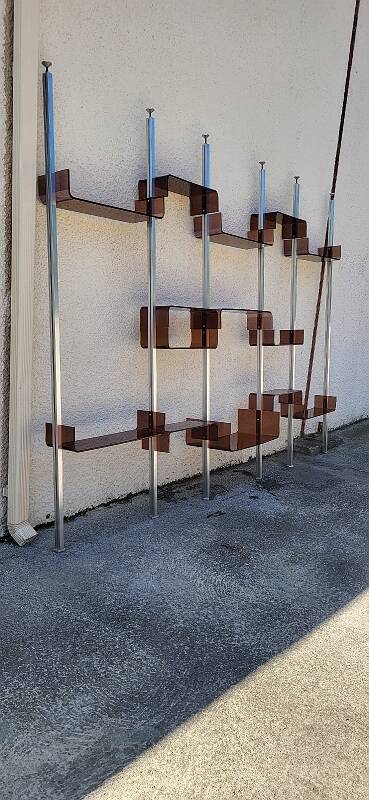 Vintage modular library shelf 6 legs and 14 shelves