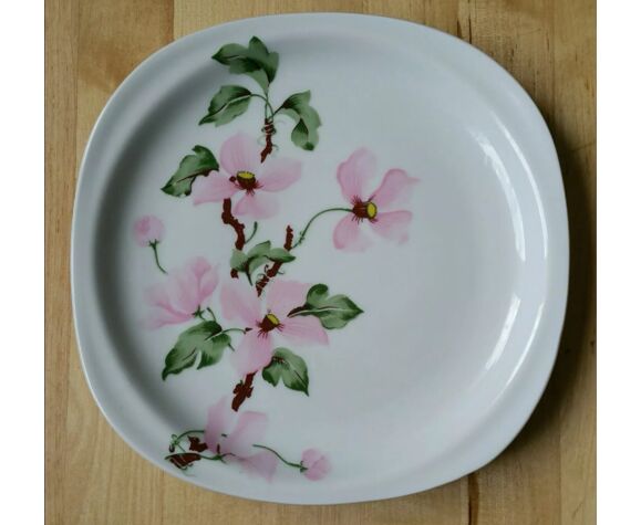 7 assiettes à dessert porcelaine fleurs roses | Selency