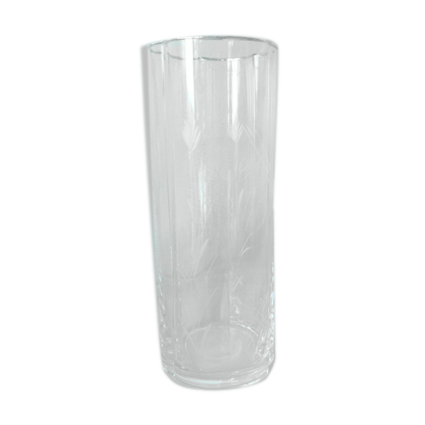 Glass vase polylobe serious pattern foliage