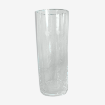 Glass vase polylobe serious pattern foliage