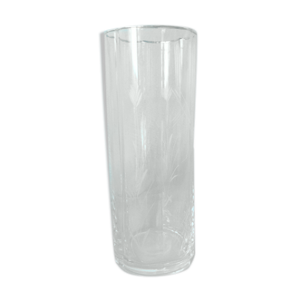 Vase verre polylobe grave motif feuillage